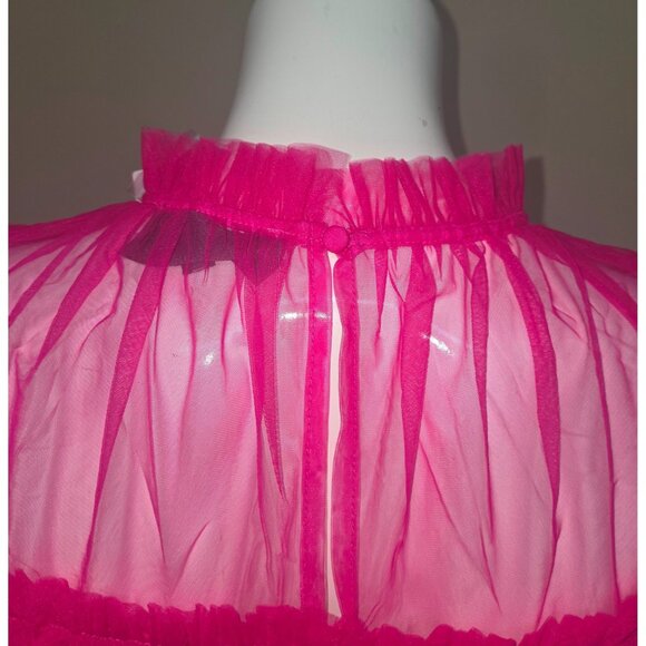 Anthropologie Sunday in Brooklyn Hot Pink Frilled Tulle Ruffle Blouse Size M NEW - Picture 8 of 10